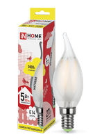 Лампа сд LED-СВЕЧА НА ВЕТРУ-deco 5Вт 230В Е14 3000К 450Лм матовая IN HOME IN HOME