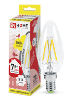 Лампа сд LED-СВЕЧА-deco 7Вт 230В Е14 3000К 630Лм прозрачная IN HOME IN HOME