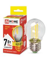 Лампа сд LED-ШАР-deco 7Вт 230В Е27 3000К 630Лм прозрачная IN HOME IN HOME