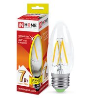 Лампа сд LED-СВЕЧА-deco 7Вт 230В Е27 3000К 630Лм прозрачная IN HOME IN HOME