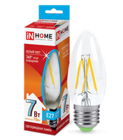Лампа сд LED-СВЕЧА-deco 7Вт 230В Е27 4000К 630Лм прозрачная IN HOME IN HOME