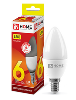 Лампа сд LED-СВЕЧА-VC 6Вт 230В Е14 3000К 480Лм IN HOME IN HOME