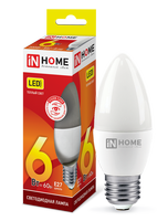 Лампа сд LED-СВЕЧА-VC 6Вт 230В Е27 3000К 480Лм IN HOME IN HOME