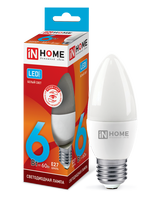 Лампа сд LED-СВЕЧА-VC 6Вт 230В Е27 4000К 480Лм IN HOME IN HOME