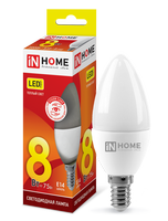 Лампа сд LED-СВЕЧА-VC 8Вт 230В Е14 3000К 600Лм IN HOME IN HOME