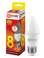 Лампа сд LED-СВЕЧА-VC 8Вт 230В Е27 3000К 600Лм IN HOME IN HOME