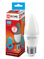 Лампа сд LED-СВЕЧА-VC 8Вт 230В Е27 4000К 600Лм IN HOME IN HOME