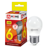 Лампа сд LED-ШАР-VC 6Вт 230В Е27 3000К 480Лм IN HOME IN HOME