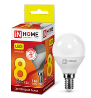 Лампа сд LED-ШАР-VC 8Вт 230В Е14 3000К 600Лм IN HOME IN HOME