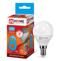 Лампа сд LED-ШАР-VC 8Вт 230В Е14 4000К 600Лм IN HOME IN HOME
