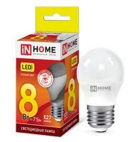 Лампа сд LED-ШАР-VC 8Вт 230В Е27 3000К 600Лм IN HOME IN HOME