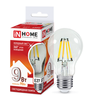 Лампа сд LED-A60-deco 9Вт 230В Е27 6500К 810Лм прозрачная IN HOME IN HOME