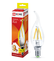 Лампа сд LED-СВЕЧА НА ВЕТРУ-deco 9Вт 230В Е14 3000К 810Лм прозрачная IN HOME IN HOME