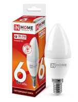 Лампа сд LED-СВЕЧА-VC 6Вт 230В Е14 6500К 540Лм IN HOME IN HOME