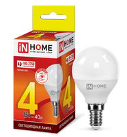 Лампа сд LED-ШАР-VC 4Вт 230В Е14 3000К 360Лм IN HOME IN HOME