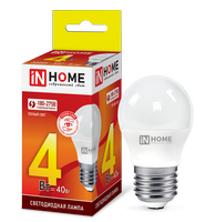 Лампа сд LED-ШАР-VC 4Вт 230В Е27 3000К 360Лм IN HOME IN HOME