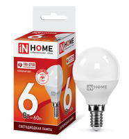 Лампа сд LED-ШАР-VC 6Вт 230В Е14 6500К 540Лм IN HOME IN HOME