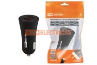 Автомобильное зарядное устройство, АЗУ 2, 2,1 А, 2 USB, черный, TDM .  TDM Electric