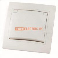 Розетка 2П+З с защ. шт. и крышкой 16А 250В IP44 белая "Таймыр" TDM  TDM Electric