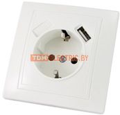 Розетка 2П+З с защ. шт. 16А 250В + USB порт 2,1А 5В белая "Таймыр" TDM . TDM Electric
