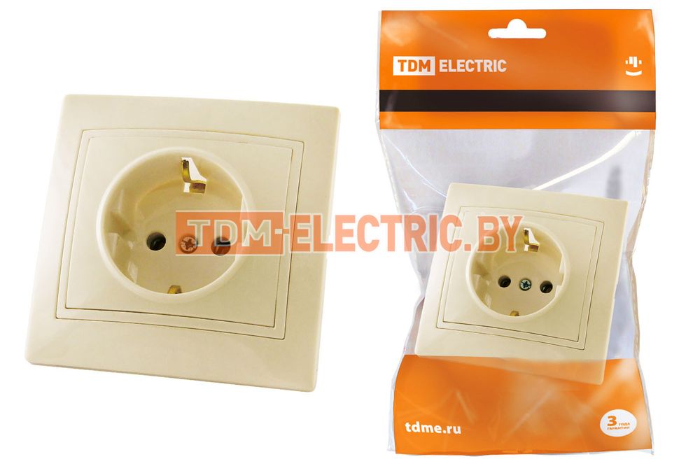 Розетка 2П+З 16А 250В сл. кость "Таймыр" TDM  TDM Electric