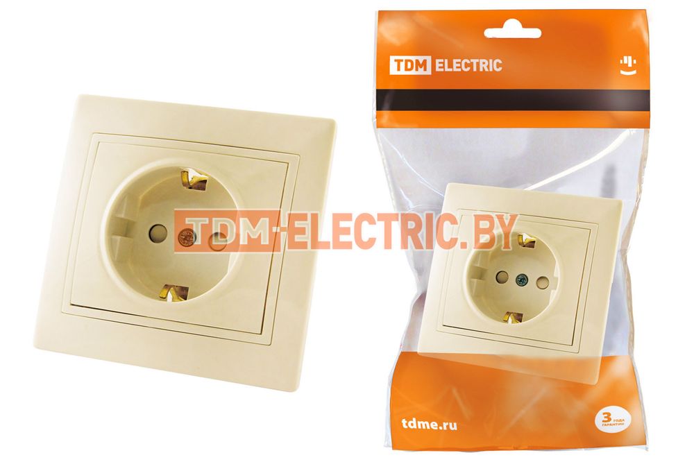 Розетка 2П+З с защ. шт. 16А 250В сл. кость "Таймыр" TDM  TDM Electric