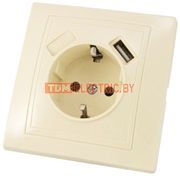 Розетка 2П+З с защ. шт. 16А 250В + USB порт 2,1А 5В сл. кость "Таймыр" TDM . TDM Electric