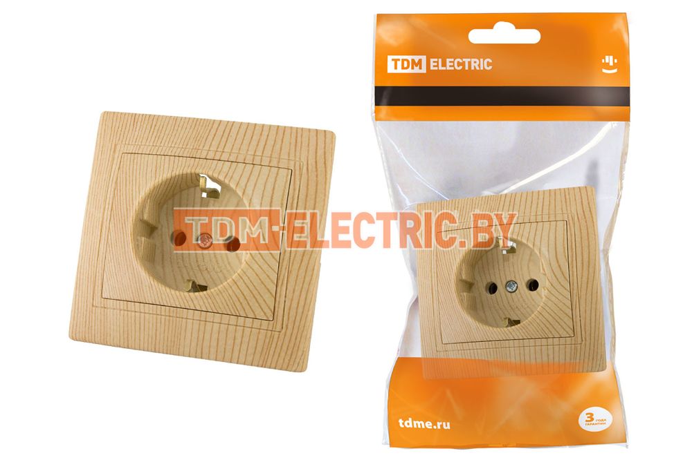 Розетка 2П+З 16А 250В "ЭКО" (сосна) "Таймыр" TDM  TDM Electric