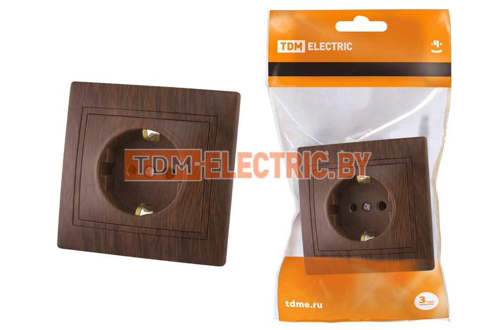 Розетка 2П+З 16А 250В "ЭКО" (бук) "Таймыр" TDM  TDM Electric