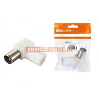 Штекер TV антенный угл. белый без пайки, инд. упаковка TDM  TDM Electric