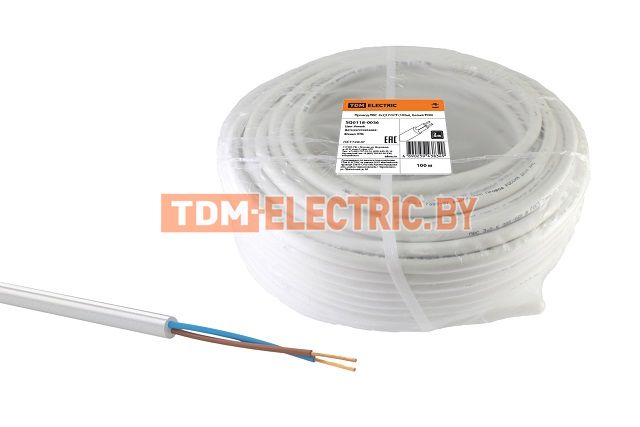 Провод ПВС 2х0,75 ГОСТ (30м), белый TDM  TDM Electric