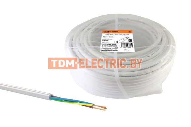 Провод ПВС 3х0,75 ГОСТ (100м), черный TDM  TDM Electric