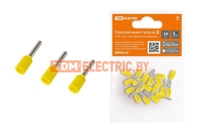 Наконечник-гильза Е1008 1мм2 с изолированным фланцем (20шт) TDM  TDM Electric