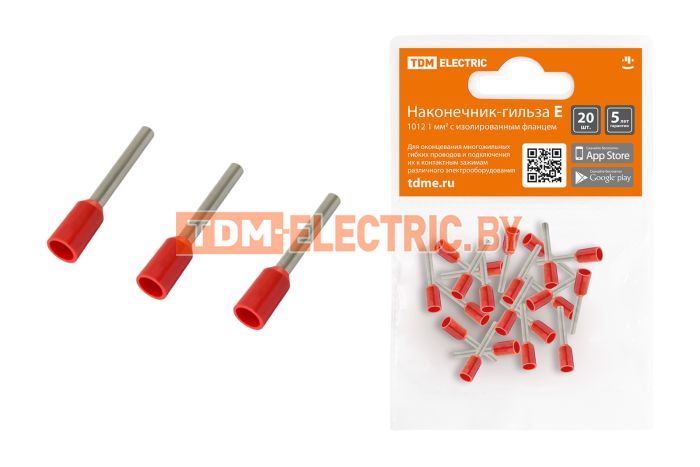 Наконечник-гильза Е1012 1мм2 с изолированным фланцем (20шт) TDM  TDM Electric