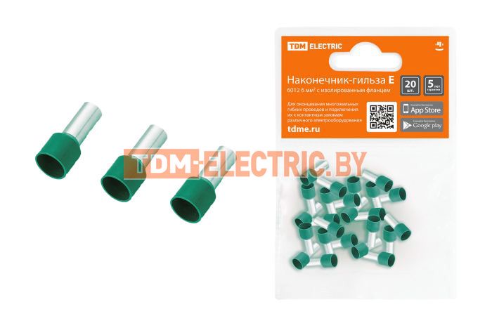 Наконечник-гильза Е6018 6мм2 с изолированным фланцем (20шт) TDM  TDM Electric