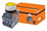 Кнопка MP1-21Y(LED) в сборе d22мм/220В 1з+1р желтая TDM  TDM Electric