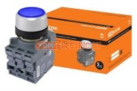 Кнопка MP1-21L(LED) в сборе d22мм/220В 1з+1р синяя TDM  TDM Electric