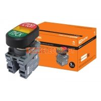 Кнопка двойная MPD4-11Y (зеленая/красная) (LED) в сборе d22мм/220В (ПУСК/СТОП) линза желтая TDM  TDM Electric