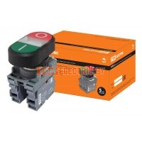 Кнопка двойная MPD2-11С (зеленая/красная) (LED) в сборе d22мм/24В (I/O)  линза прозрачная TDM  TDM Electric