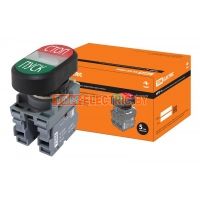 Кнопка двойная MPD4-11С (зеленая/красная)(LED) в сборе d22мм/24В (ПУСК/СТОП) линза прозрачная TDM  TDM Electric