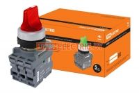 Переключатель на 3 положения с фиксацией M3SS1-21R короткая ручка(LED) d22мм/220B 1з+1р красный TDM  TDM Electric