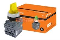 Переключатель на 3 положения с фиксацией M3SS1-21Y короткая ручка(LED) d22мм/220B 1з+1р желтый TDM  TDM Electric