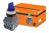 Переключатель на 3 положения с фиксацией M3SS1-21L короткая ручка(LED) d22мм/220B 1з+1р синий TDM  TDM Electric