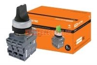 Переключатель на 2 положения с фиксацией M2SS2-20B короткая ручка в сборе d22мм 1з+1р черный TDM  TDM Electric