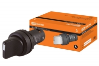 Переключатель на 2 положения с фиксацией SB7-CD25 короткая ручка d22мм 1з+1р черный TDM .  TDM Electric