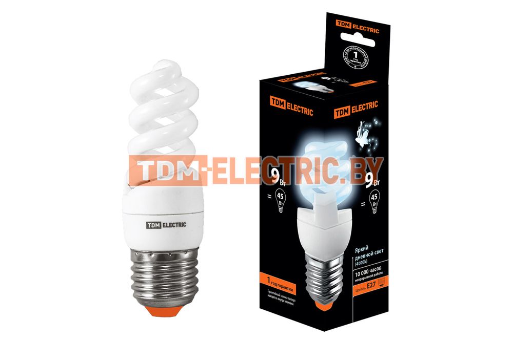 Лампа энергосберегающая КЛЛ-FSТ2-9 Вт-4000 К–Е27 (32х99 мм) TDM  TDM Electric